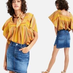 Madewell Raw Step Hem Denim Mini Skirt Size 26